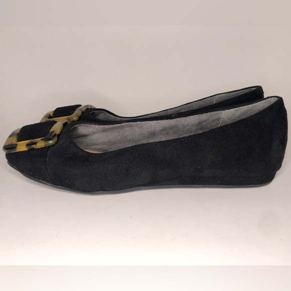 Kelly & Katie Black Suede Ballet Flat with Tortoise Buckle Size 6M - Picture 5 of 11